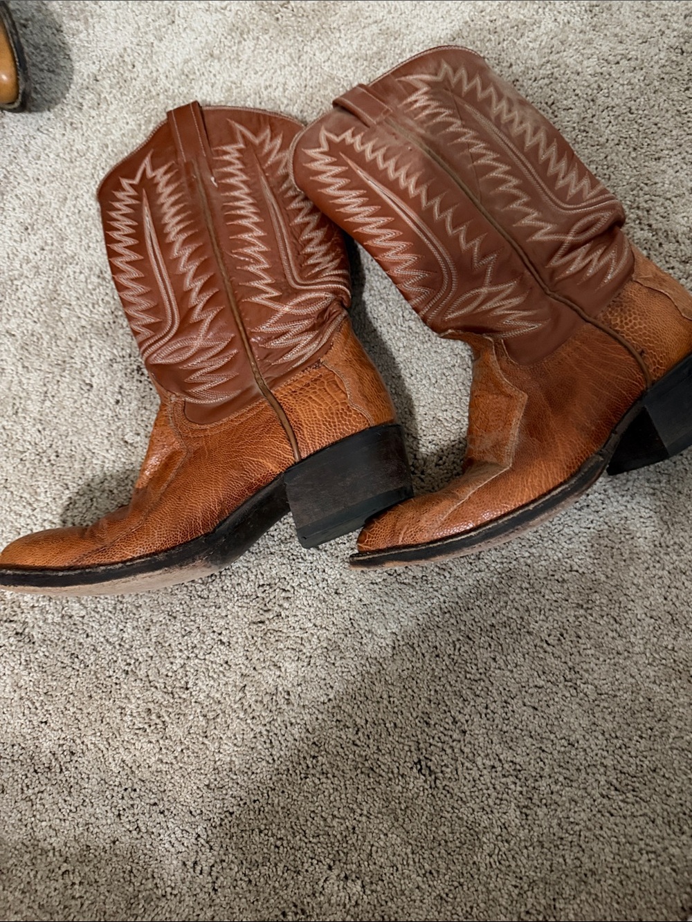 Tony Lama Brown Leather Western Cowboy Boots with Stitching